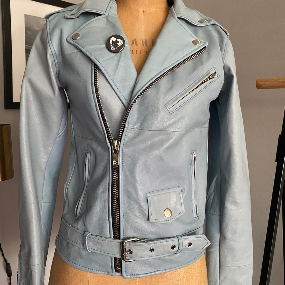 Pelechecoco reworked leather biker moto jacket